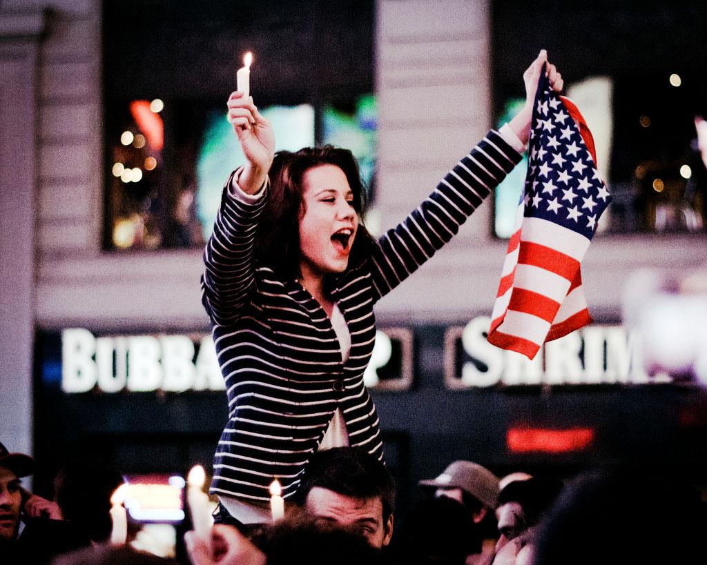 Times Square on the night bin Laden was killed. Photo: Josh Pesavento