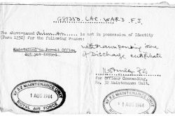 Papers announcing Frank Ward’s discharge
