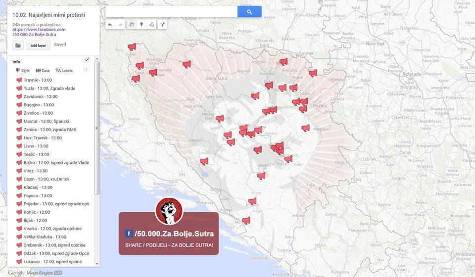 Bosnia uprising 2014 map