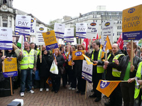 Public sector workers from the PCS union