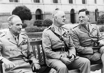 Generals Montgommery, Wavell and Auchinleck - commanders that were forced to follow Churchill's hair-brained plans.
