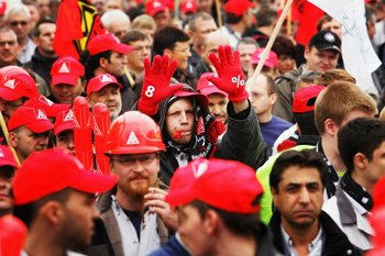 Demonstration of IG Metall auto workers in Germany