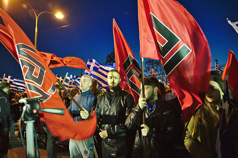 Golden Dawn members at rally in Athens 2015 Image DTRocks