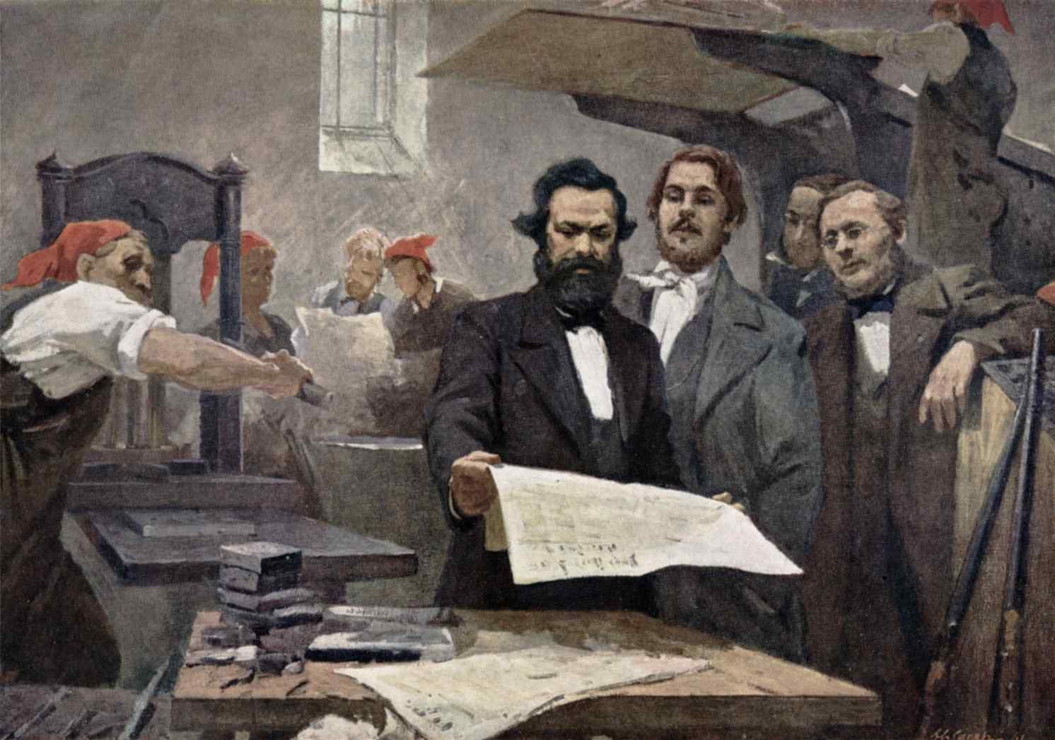 Marx and Engels at the Rheinische Zeitung Image public domain