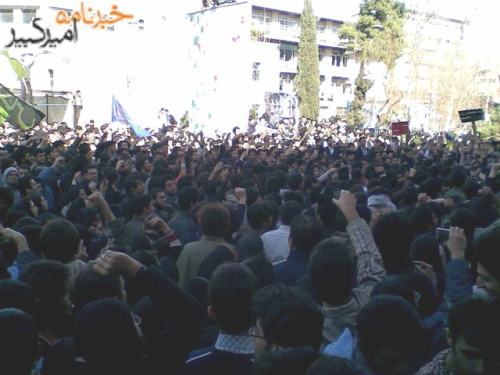 Iranian regime's attempt to re-bury war dead from the Iran-Iraq War in the grounds of the university spark protests from hundreds of students, clashes with the security forces and over 70 arrests. 