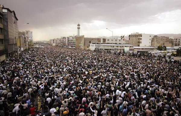 Masses on the streets in June last year. Photo by Faramarz.