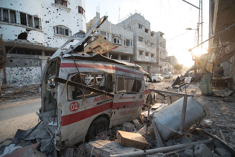Destroyed ambulance on Gaza strip Image Boris Niehaus