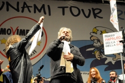 Grillo at a rally in Rome last week. Photo: aleanz77