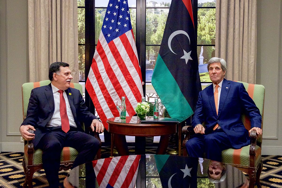 Secretary John Kerry Sits With Libyan Prime Minister al Sarraj Image U.S. Department of State