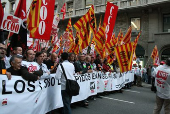 Ten thousand workers attended a demonstration against layoffs at Nissan in Barcelona last October