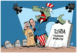Crocodile tears for Syria. Illustration: Latuff