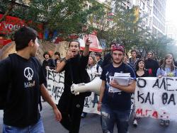 Students protesting in Thessaloniki in memory of Alexis Grigoropoulos who was killed by police two years ago. Photo: apαs