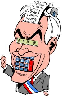 Presidente do Chile Sebástian Piñera - por Latuff 