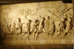 Detail from the Arc of Triumph in Rome, depecting the sacking of Jerusalem. Photo: בית השלום (Peace House)