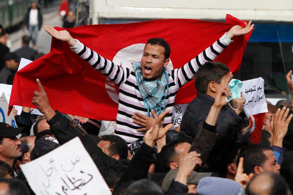 Protest against goverment 19 January in Tunis. Phtoto: Nasser Nouri.