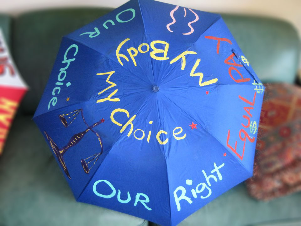 Umbrella from the We Are Woman rally, 18 August. Photo: We Are Woman