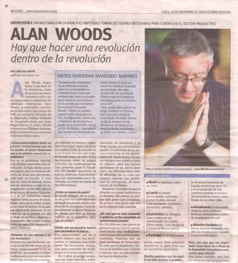 Alan Woods: "Hay que hacer una revolución dentro de la revolución"