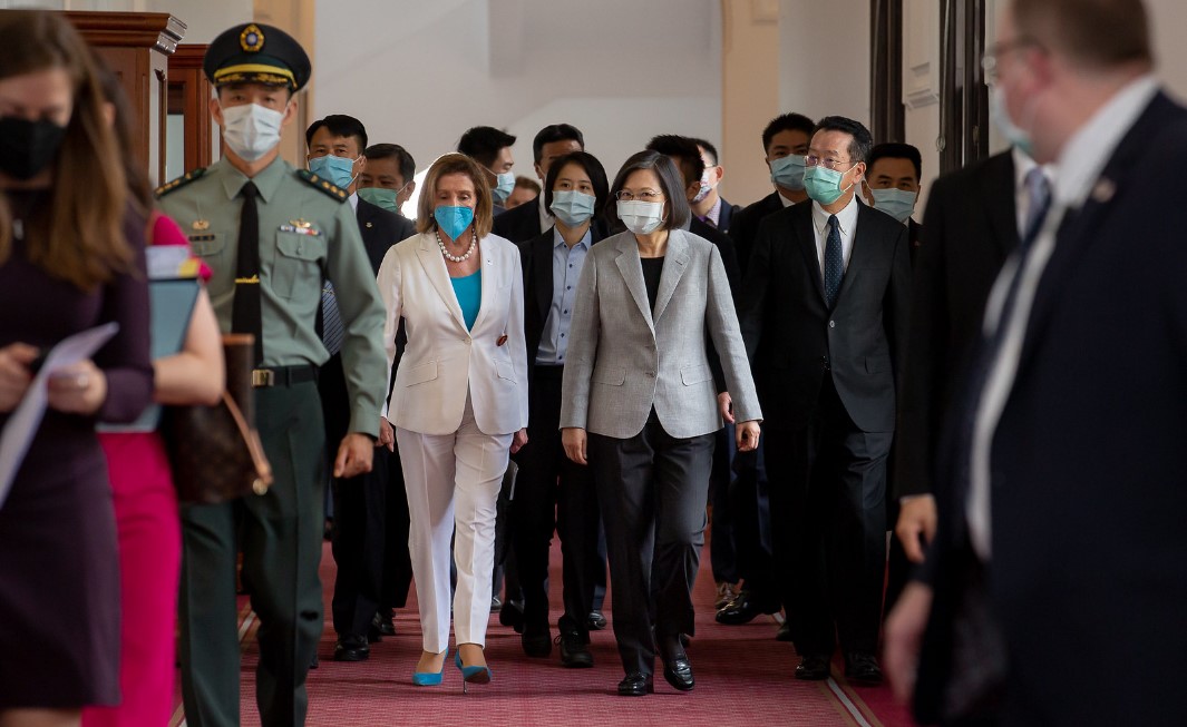 佩洛西在8月對台灣的突然訪問是測試中國底線的另一挑釁。//圖片來源：中華民國總統府