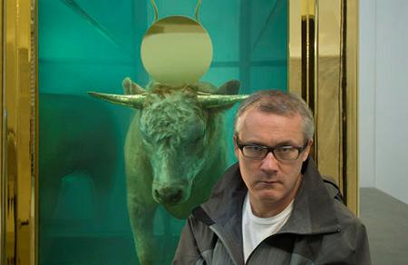 Damien Hirst in front of The Golden Calf