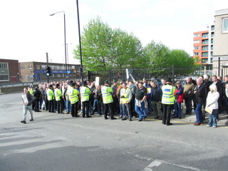 Construction Workers Demo outside London Olympics site