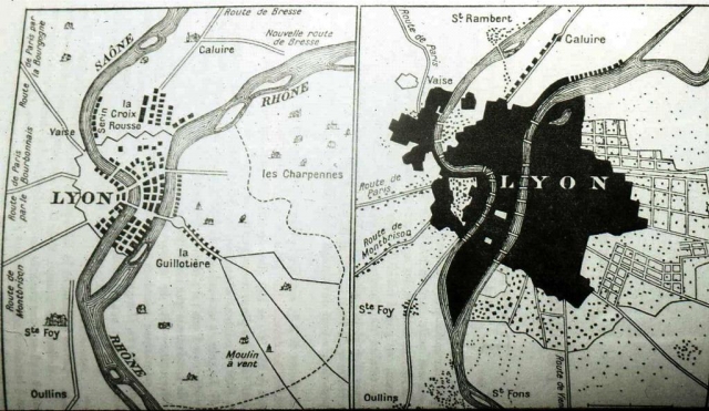 Map of lyon 1805 1911