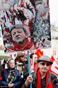 Mélenchon supporter at March 18 rally. Photo: Cyberien.