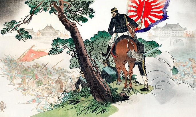 在列寧提到的新興帝國主義國家中，日本就是其中之一。日本是一個經濟落後的半封建國家，但其帝國主義野心導致它發動了一場殘酷的掠奪性戰爭來征服中國。//圖片來源：公共領域