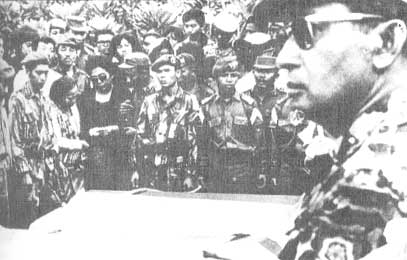 General Suharto at funeral  of five generals in 1965 Photo: Republic of Indonesia