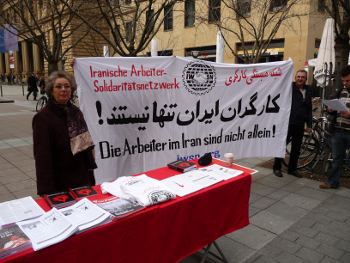 Picket in Frankfurt in solidarity with Iranian workers.