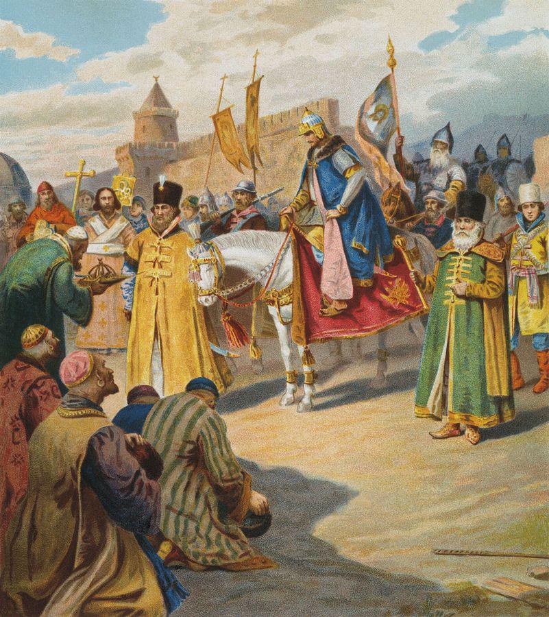 沙皇伊凡雷帝四世在经过一段时间的战争后，将喀山汗国和阿斯特拉罕汗国并入了莫斯科大公国。//图片来源：公共领域