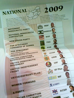 Part of the national ballot paper for 2009 elections. Photo by warrenski on flickr.