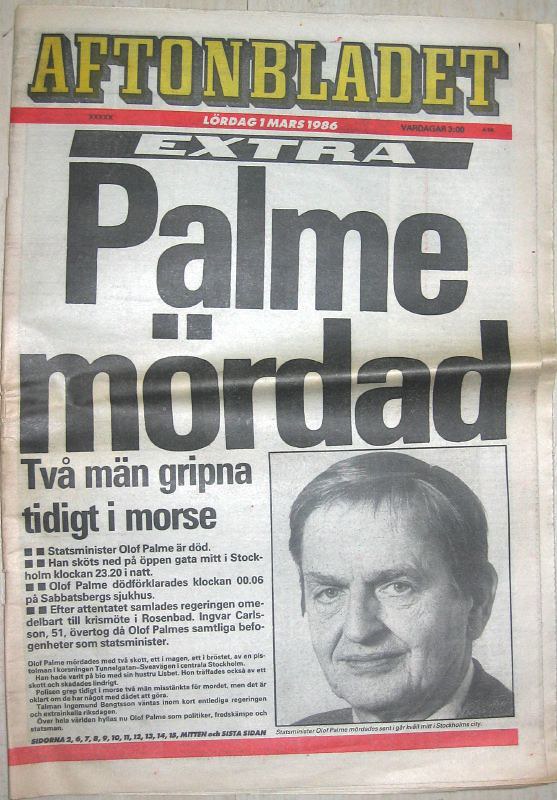 Olof Palme newspaper Image public domain