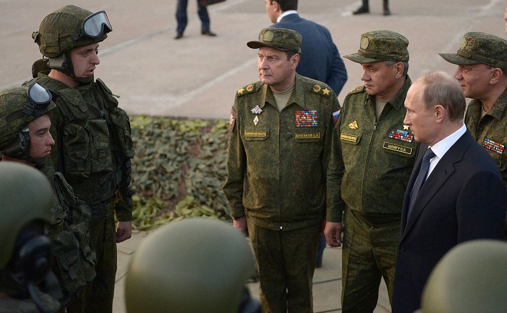 從一開始，普京就試圖通過炫耀俄羅斯的軍事力量來達到他的目的。//圖片來源：kremlin.ru，維基共享資源